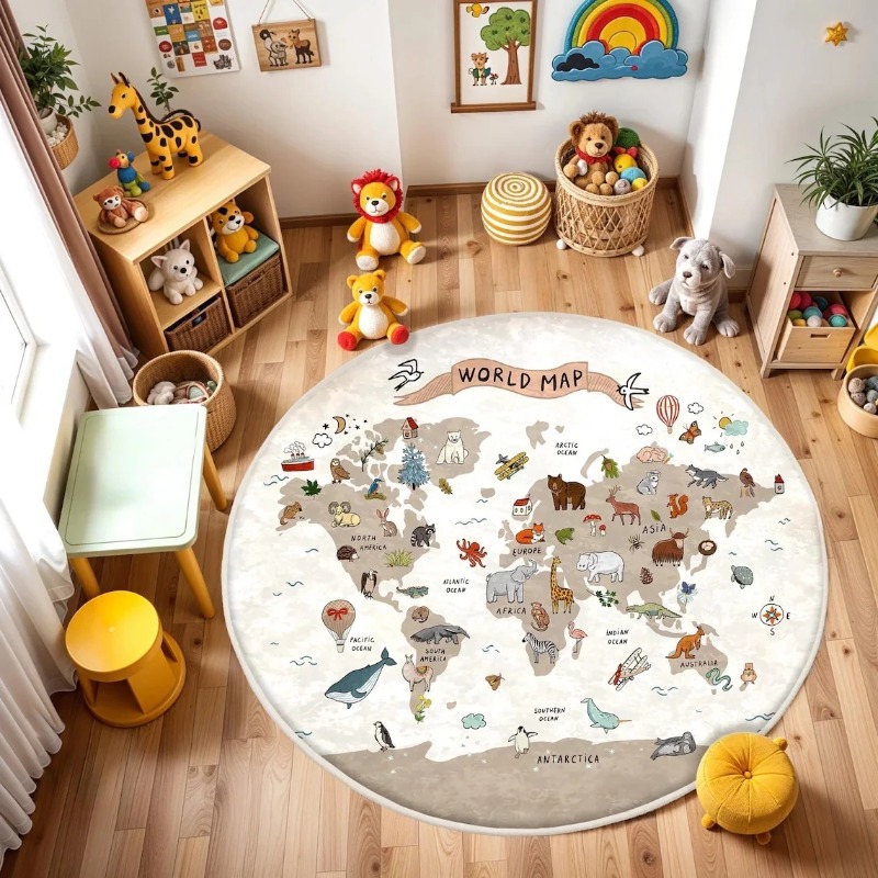 Commercial Printing Format - Play Round Floor Mat Animal World